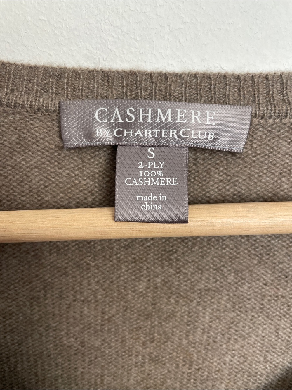 Cashmere By Charter Club V-Neck Luxe Long Sleeve Knit Sweater Women's S Taupe - Picture 8 of 8
